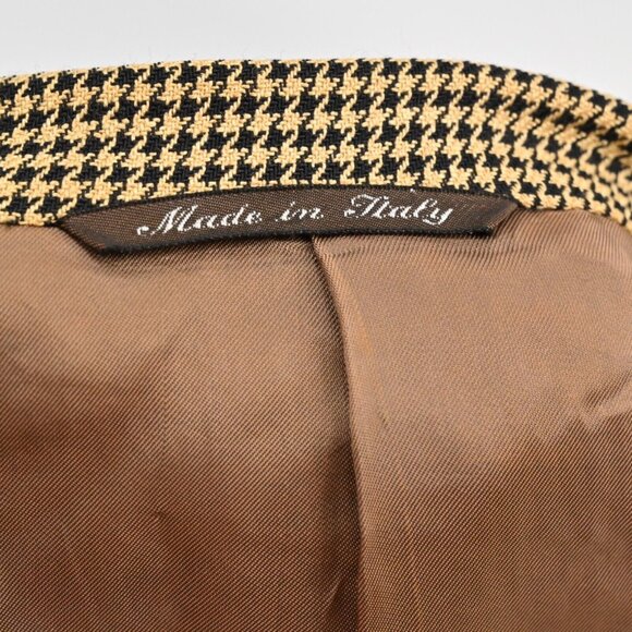 VTG 90s CANALI Blazer Mens Sz 52 Tan Houndstooth Wool Silk Blend Sports Coat - Picture 8 of 12